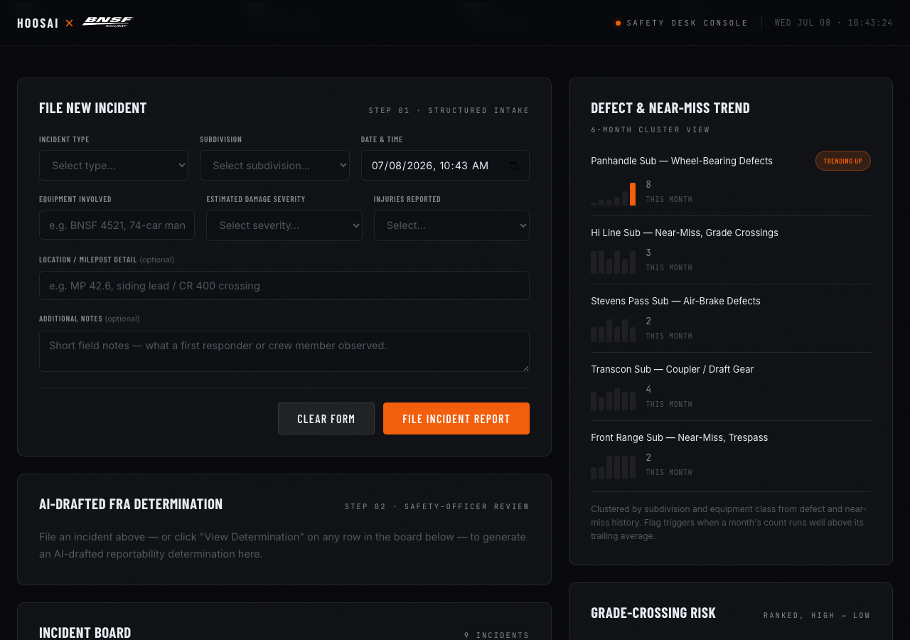 Screenshot of the Redboard safety and FRA compliance console